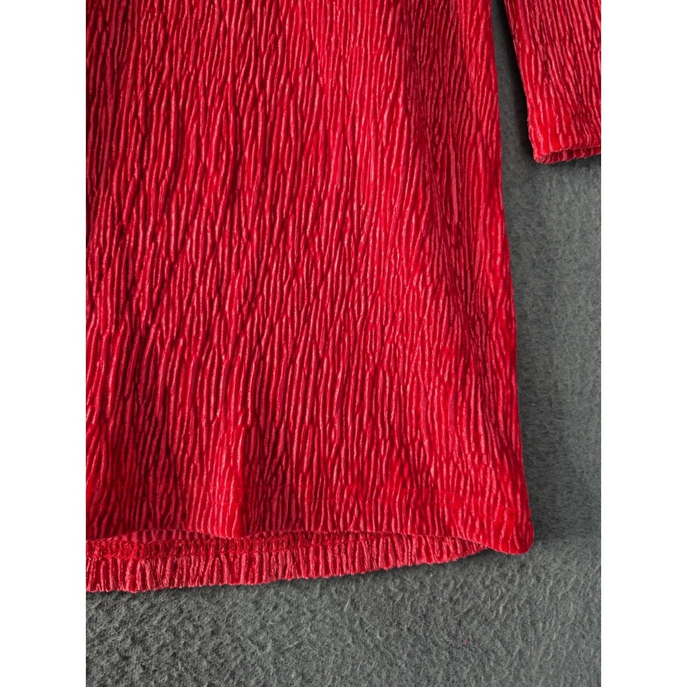 NEW Slim Factor by Investments 1X Textured Red Velvet Plisse Open Front Cardigan - Picture 3 of 10
